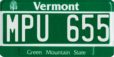 VT license plate MPU655