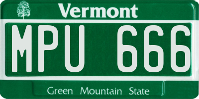 VT license plate MPU666