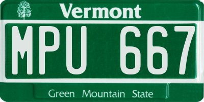VT license plate MPU667