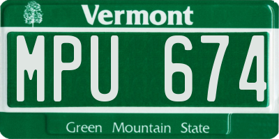 VT license plate MPU674