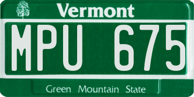 VT license plate MPU675