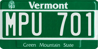VT license plate MPU701