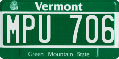 VT license plate MPU706