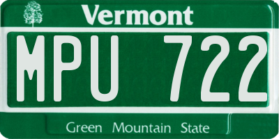 VT license plate MPU722