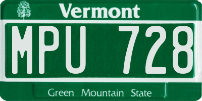 VT license plate MPU728