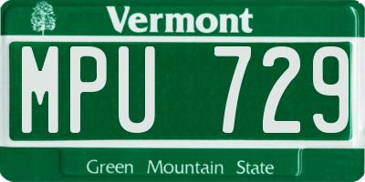 VT license plate MPU729