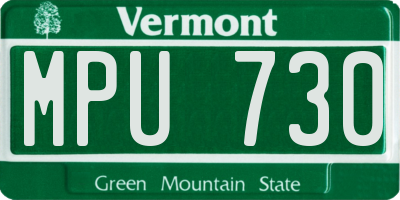 VT license plate MPU730