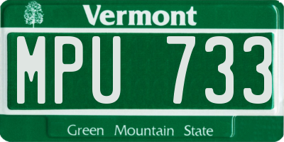 VT license plate MPU733