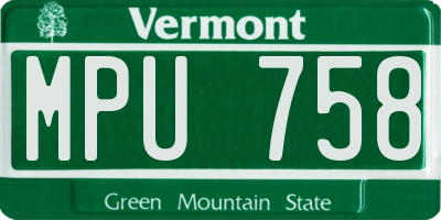 VT license plate MPU758