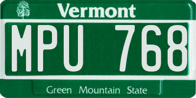 VT license plate MPU768