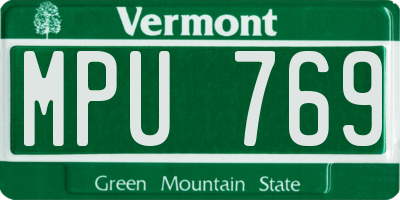 VT license plate MPU769