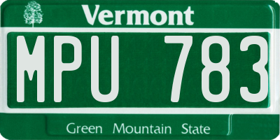 VT license plate MPU783