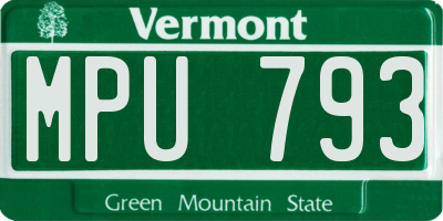 VT license plate MPU793