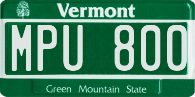 VT license plate MPU800