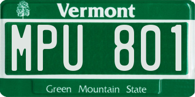 VT license plate MPU801