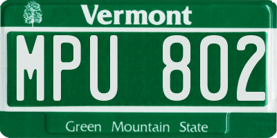 VT license plate MPU802