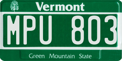 VT license plate MPU803
