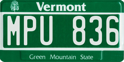 VT license plate MPU836