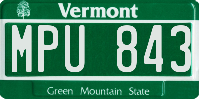VT license plate MPU843