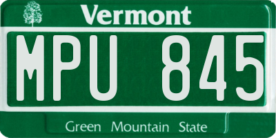 VT license plate MPU845