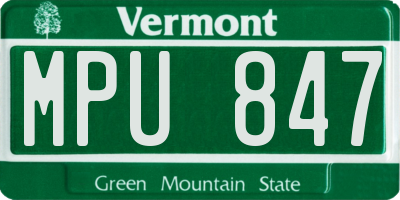 VT license plate MPU847