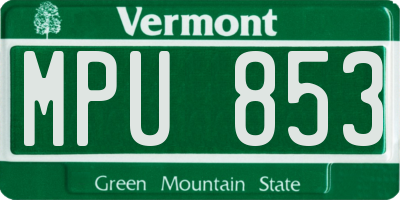 VT license plate MPU853