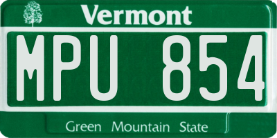 VT license plate MPU854