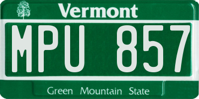 VT license plate MPU857