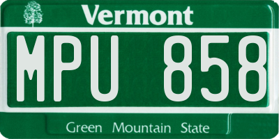 VT license plate MPU858