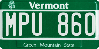 VT license plate MPU860