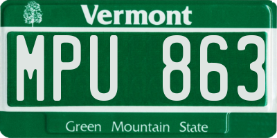VT license plate MPU863