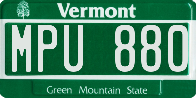 VT license plate MPU880
