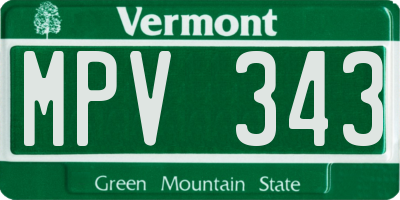 VT license plate MPV343