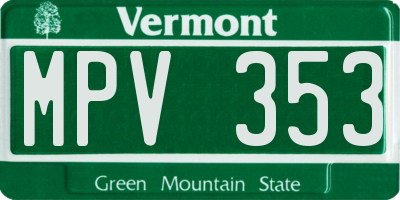 VT license plate MPV353