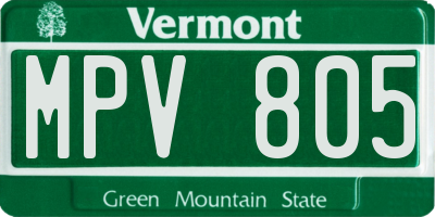 VT license plate MPV805