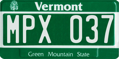 VT license plate MPX037