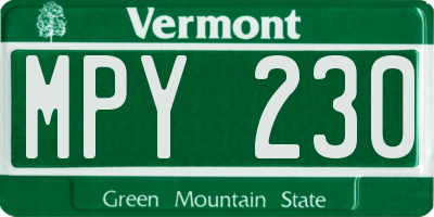 VT license plate MPY230