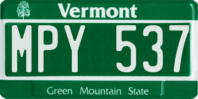 VT license plate MPY537