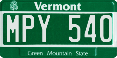 VT license plate MPY540