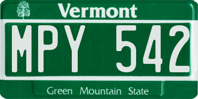 VT license plate MPY542