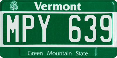 VT license plate MPY639