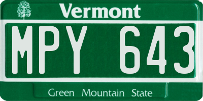 VT license plate MPY643
