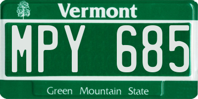 VT license plate MPY685