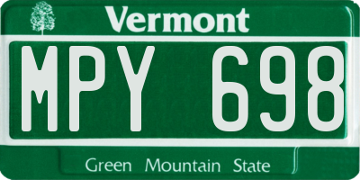VT license plate MPY698