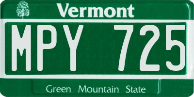 VT license plate MPY725