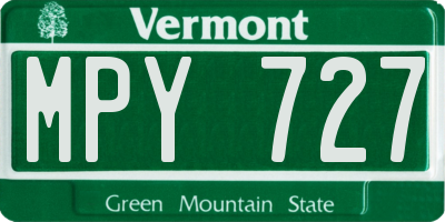 VT license plate MPY727