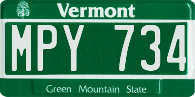 VT license plate MPY734
