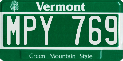 VT license plate MPY769