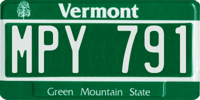VT license plate MPY791