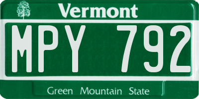 VT license plate MPY792
